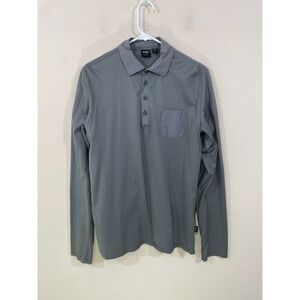 Boss Hugo‎ Boss Polo Shirt Slim Fit Men's Size M Long Sleeve Gray  Chest Pocket